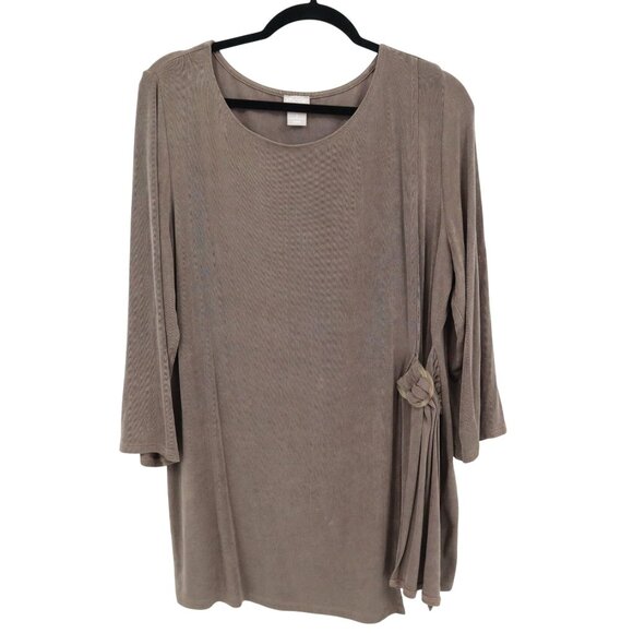 Chico's Travelers Tunic Top Womens 12/14 Brown Boho Modest Classic Earthy Casual - Picture 1 of 16